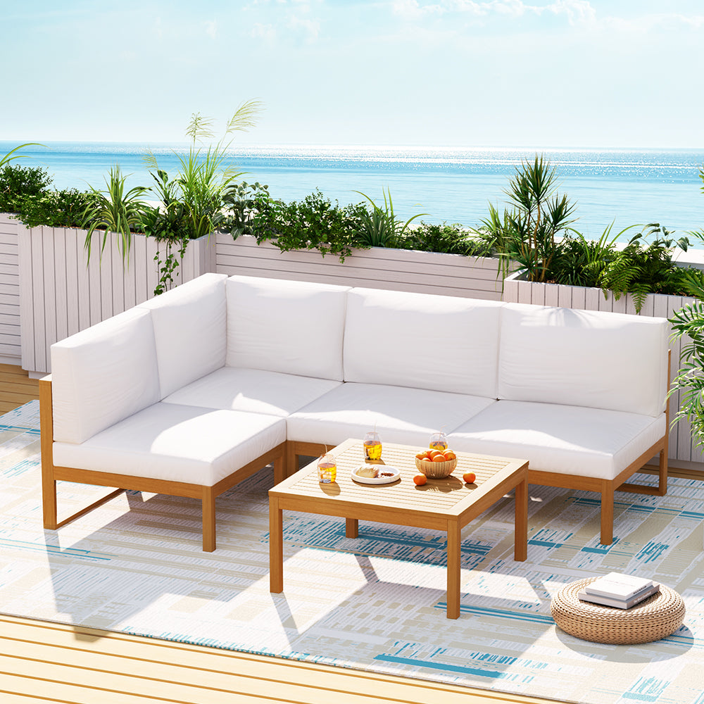 Portsea 5 Piece Acacia Wood Outdoor Sofa Set